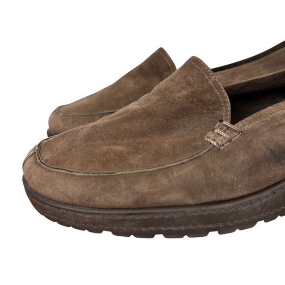 Stuart Weitzman Brown Nubuck Leather Wedge Slip On Casual Comfort Shoes sz 9 - Picture 8 of 16